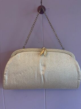 Vintage Elegant Gold Evening Clutch with Chain Strap